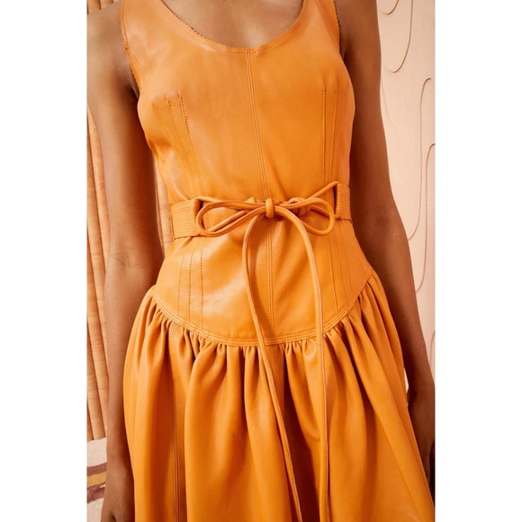 NWT Ulla Johnson Midi Sleeveless Belted Cordelia Leather Dress - Picture 4 of 10